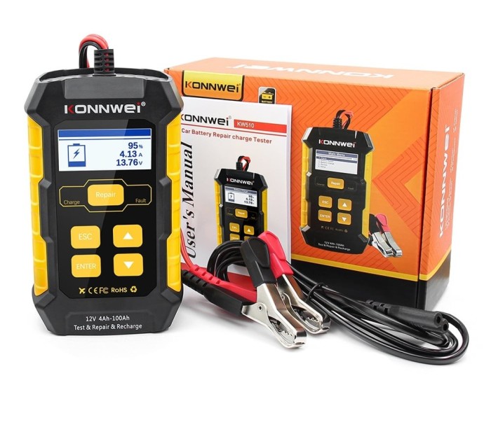 Tester Baterie Auto KONNWEI KW510, Testare CCA, Incarcare, Reparatie, Suport 12V, Rezistenta, SOH, SOC, Test Ripple, Suport AGM GEL EFB
