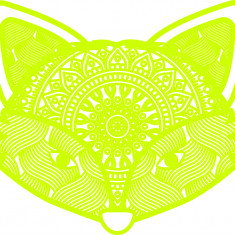 Sticker decorativ, Mandala, Vulpe, Galben, 70 cm, 7356ST-1