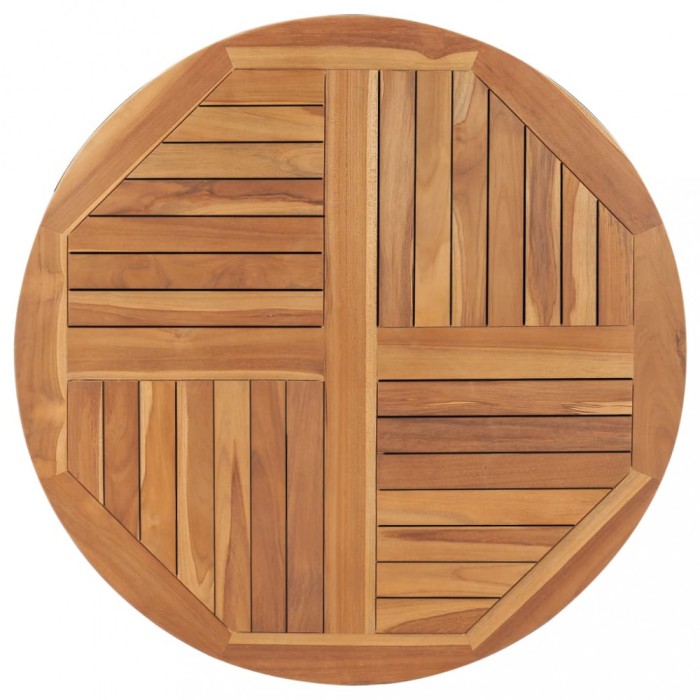 Gossi blat de masa rotund, 90 cm, lemn masiv de tec, 2,5 cm