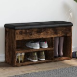 vidaXL Bancă de pantofi, stejar fumuriu, 82x32x45,5 cm, lemn prelucrat