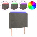Cumpara ieftin Tablie de pat cu LED, gri inchis, 103x16x118/128 cm, catifea