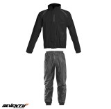 Costum ploaie (geaca+pantaloni) pentru scuter - motocicleta Seventy model SD-S1 culoare: negru (montare peste echipament) XS