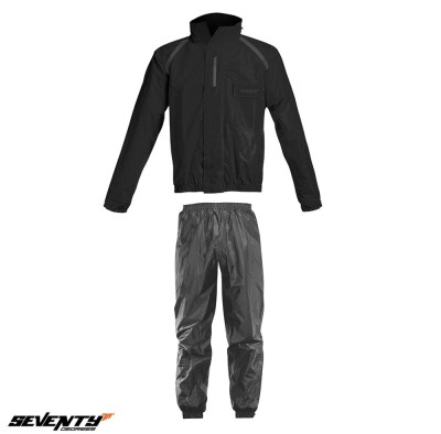 Costum ploaie (geaca+pantaloni) pentru scuter - motocicleta Seventy model SD-S1 culoare: negru (montare peste echipament) 4XL foto