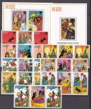 Belize 1980 povesti anul int. al copiilor MI 518-525 (perechi cu vignieta) + 2 bl. 23,24 MNH, Nestampilat