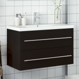 vidaXL Dulap pentru chiuveta de baie, lavoar &icirc;ncorporat, negru 3278777