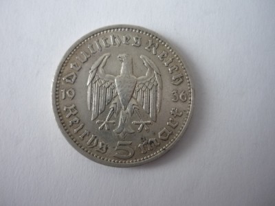 5 MARK 1936 &amp;quot;A&amp;quot; ARGINT ***** foto