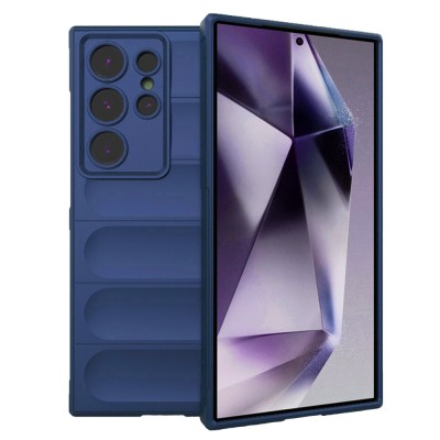 Husa Wave din Silicon compatibila Samsung Galaxy S24 Ultra Anti-Shock, Albastru inchis foto