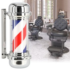 Lampă iluminată cilindrică Barber Shop 57 Cm Argintie
