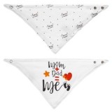 Set 2 bavete tip esarfa din bumbac, albe, pentru nou-nascuti, CMCLASS
