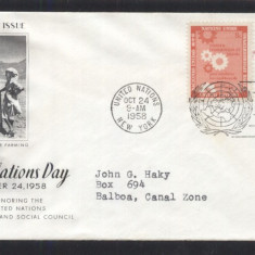 UN New York 1958 UNO day Social council Mi.72-73 FDC UN.277