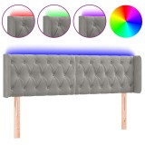 Cumpara ieftin Tablie de pat cu LED, gri deschis, 147x16x78/88 cm, catifea