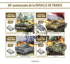 TOGO 2020-Istorie, Razboi WW2, batalia Frantei/set complet-colita+bloc