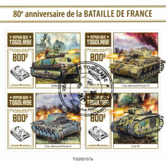 TOGO 2020-Istorie, Razboi WW2, batalia Frantei/set complet-colita+bloc