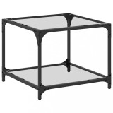 vidaXL Măsuță de cafea, blat din sticlă transparentă, 50x50x40 cm oțel 845970