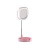 Oglinda Machiaj cu LED MRG M812, Suport Telefon, Roz, Incarcare USB, Portabila, Lumina Reglabila, Cosmetica