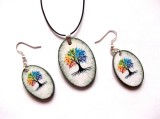 set bijuterii lemn cu copacul vietii 40458