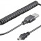 Cablu de date USB A tata- mini USB B tata spiralat 1m Goobay