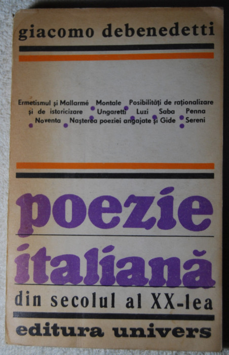 Giacomo Debenedetti, Poezie italiană din sec. al XX-lea