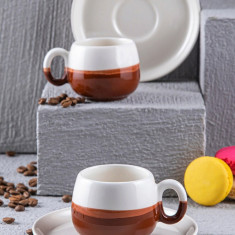 Set cesti de cafea, Doreline, 612DRL1111, Ceramica, Maro