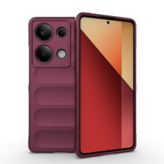 Husa pentru xiaomi redmi note 13 pro 5g / poco x6, antisoc, margini striatii, magic shield, bordeaux foto