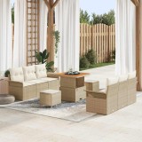 VidaXL Set de canapele pentru grădină 9 pcs Bej poliratan