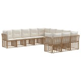 vidaXL Set de canapele de exterior Alb Natural și Crem Poliester 3437586