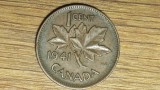 Canada - moneda de colectie bronz WWII - 1 cent 1941 - serie mai rara cu king George VI - superba !, America de Nord