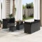 Set de sofa de gradina Gossi cu 8 piese si perne negru poliratan acacia, set de dining de gradina Gossi cu 3 piese si perne negru poliratan acacia
