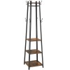 VASAGLE Cuier de haine cu 3 rafturi, suport cu carlige, din otel, 43x43x180 cm, stil industrial, maro rustic si negru Household NewTrend