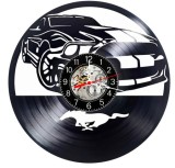 Ceas Perete Vinil Ford Mustang Muscle Car Cal Galop Negru 30cm Handmade