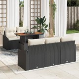 vidaXL Set de canapea de grădină , 6 piese, cu perne, ratan sintetic negru