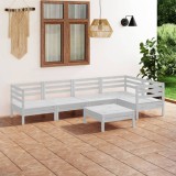 Gossi set mobilier de gradina, 6 piese, alb, lemn masiv de pin
