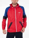 Cumpara ieftin Jacheta Colourblock Windrunner barbati cu gluga si logo, rosu (Marime: XL)