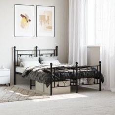 vidaXL Cadru pat metalic cu tăblie de cap/picioare, negru, 120x190 cm 374354