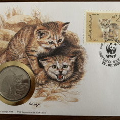 yemen - feline - FDC cu medalie, fauna wwf