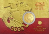 MONEDA AUR 22K Sovereign Aniversar 2005 - Editie Limitata - 8g. !
