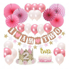 Set 30 baloane si accesorii pentru petrecere, aniversare I AM TWO - 2 ani