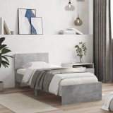 VidaXL Cadru de pat cu tăblie, gri beton, 75x190 cm, lemn prelucrat 838662