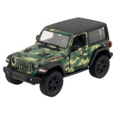 Masinuta die-cast Jeep Wrangler 2018, scara 1:34, cu functie pull-back, 12.5 cm lungime, cu capota, verde, Goki