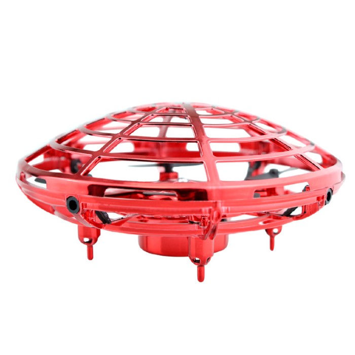 Mini drona OZN disc zburator interactiv, 3 senzori infrarosu, lumina LED, rosu