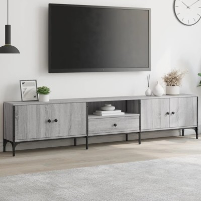 vidaXL Comodă TV cu sertar, gri sonoma, 200x25x44 cm, lemn prelucrat 838991 foto