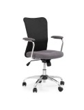 Scaun birou copii HM Andy, roti pivotante, mecanism balans, inaltime ajustabila, stofa/piele ecologica, cu brate, 102 kg, negru