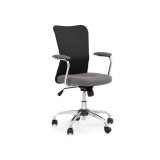Scaun birou copii HM Andy, roti pivotante, mecanism balans, inaltime ajustabila, stofa/piele ecologica, cu brate, 102 kg, negru