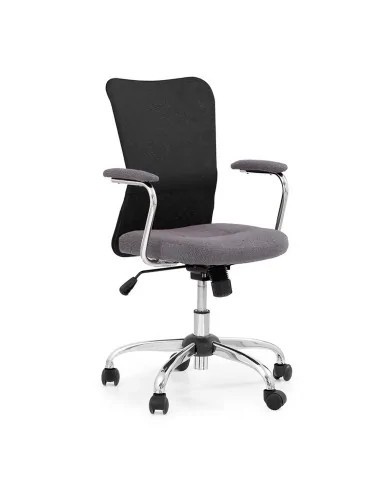 Scaun birou copii HM Andy, roti pivotante, mecanism balans, inaltime ajustabila, stofa/piele ecologica, cu brate, 102 kg, negru