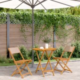 VidaXL Set mobilier bistro, 3 piese, textil taupe/lemn masiv