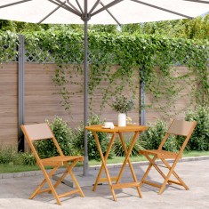 vidaXL Set mobilier bistro, 3 piese, textil taupe/lemn masiv 3281846