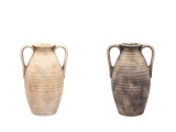 Cumpara ieftin Set 2 vaze flori ceramica bej gri 22 x 17 x 30,5 cm