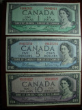SET CANADA SET 1-5-10 DOLARI 1954