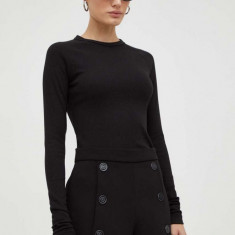 The Kooples pantaloni scurti femei, culoarea negru, neted, high waist