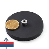 Magnet neodim oală D 66 mm cauciucat cu g&acirc;t filet interior